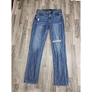 GAP Boyfriend Jeans Womens 6 / 28 Tall Blue Distressed Denim Mid Rise Relaxed